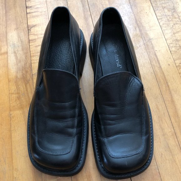 Black leather loafer by Charles David, square toe, size 6 (fits like 7) - Picture 2 of 3